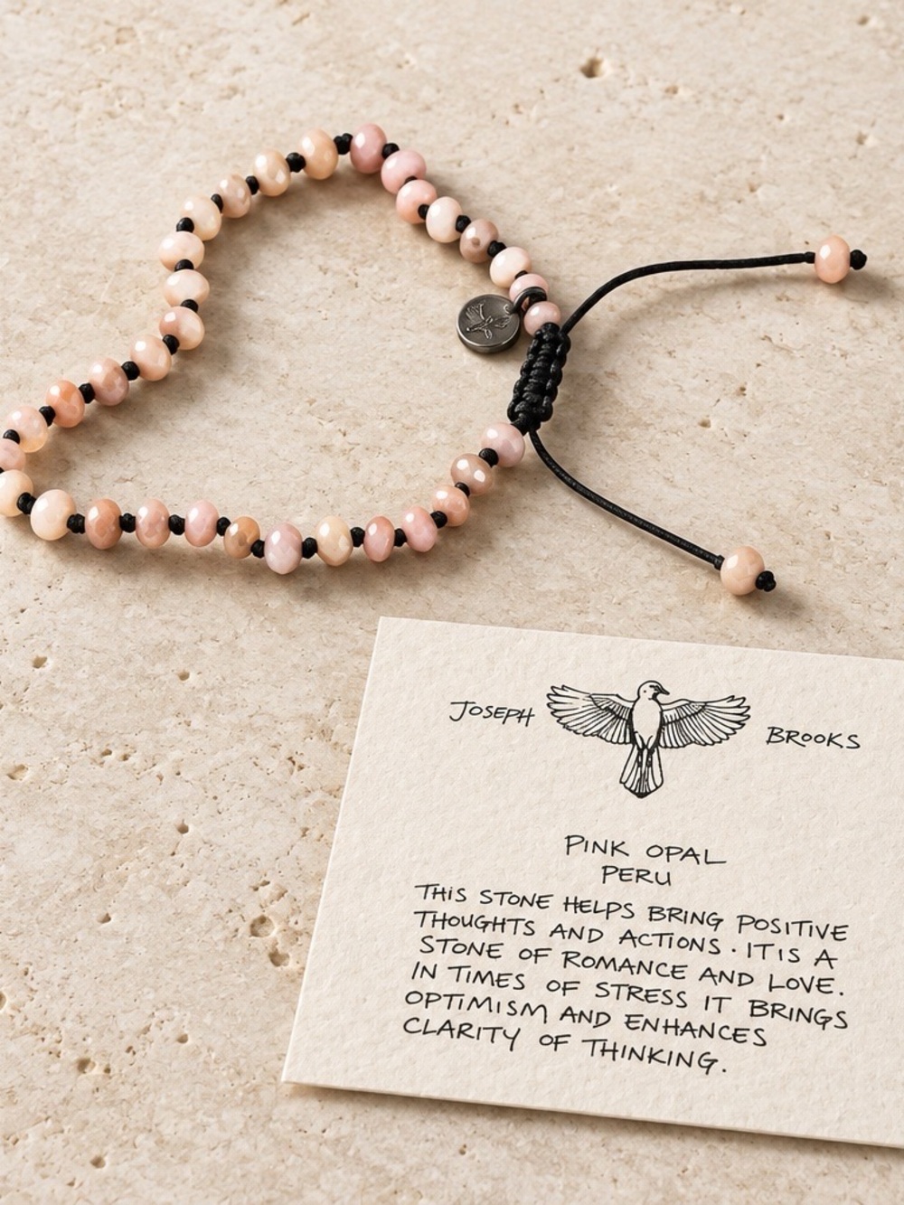 Pink Opal Beaded Adjustable Bracelet
